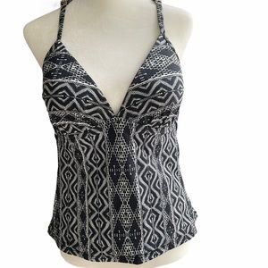 La Blanca Size 10 Black and White Tankini Aztec